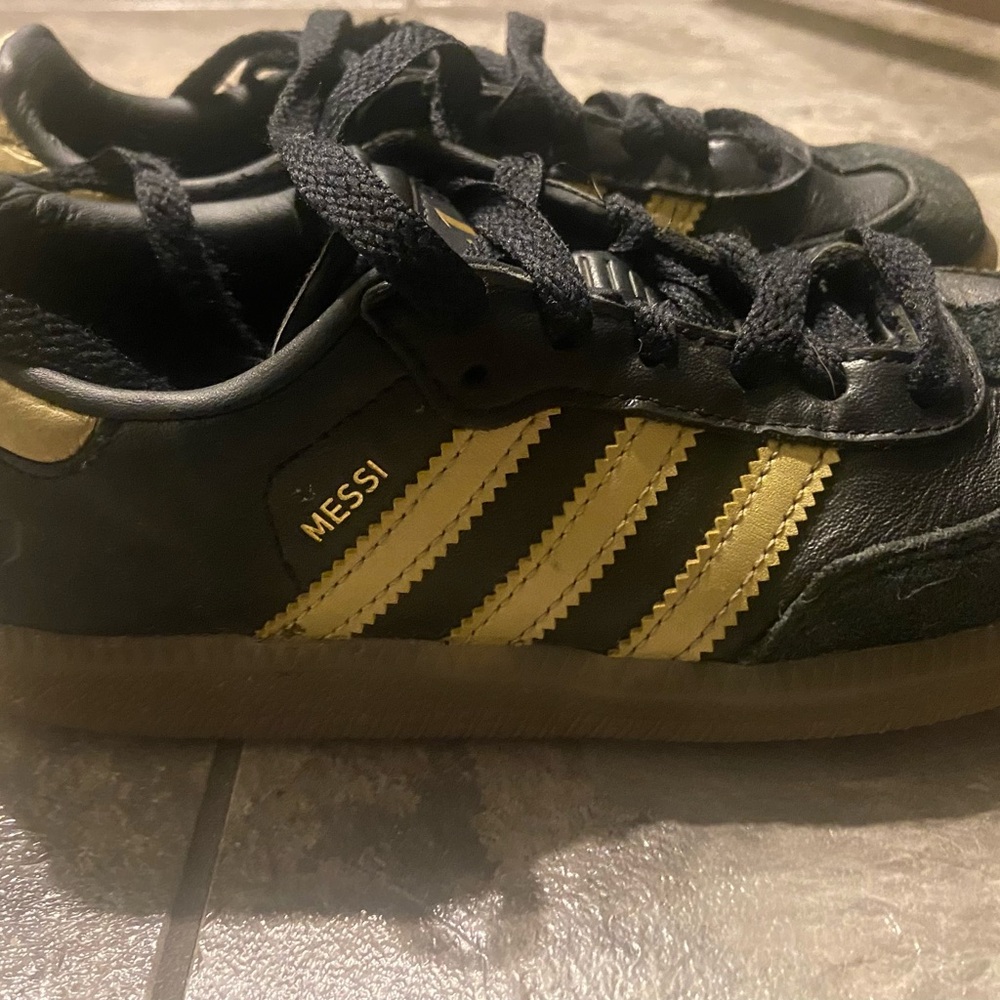 adidas Kids Black and Gold Messi Sneakers